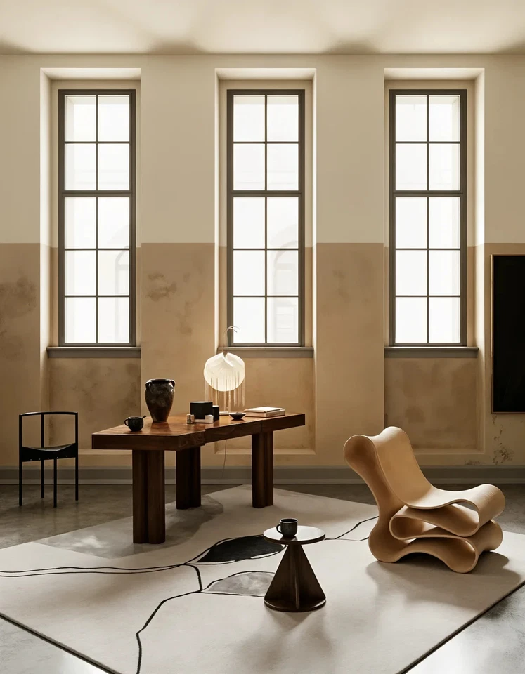 Hand tufted Concept Silk Rug for living room and bedroom, white and black rug - Image 2 of 4