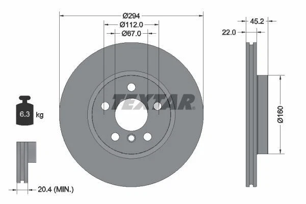 2x Brake Discs Set Front Internally Vented Coated Fits BMW Mini TEXTAR 92273103 - Image 3 of 3