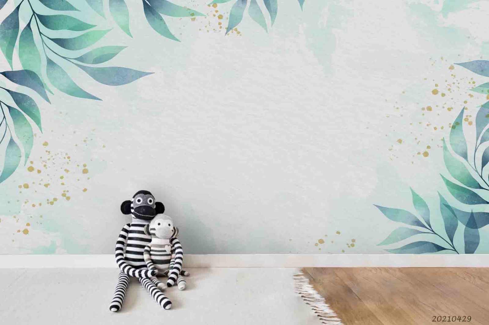 3D Green Plants Leaf Watercolor Wall Murals Wallpaper Murals Wall Sticker 2