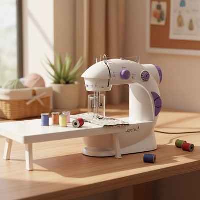 Electric Mini Sewing Machine with Storage Bag and Extension Table for Stability