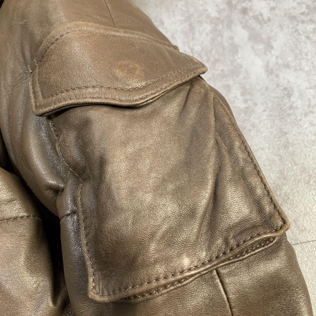 Vintage AVIREX N-2b Leather Down Jacket Brown Size L From