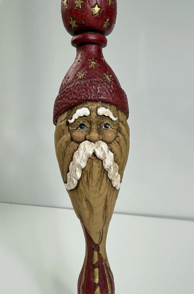 Woodland Santa Candlesticks Americana Folk Art Primitive Christmas Holiday - Image 3 of 4