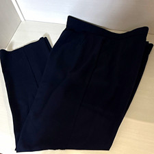 Investments Women  s Navy Solid Flat Front Dress Pants Polyester Rayon Spandex