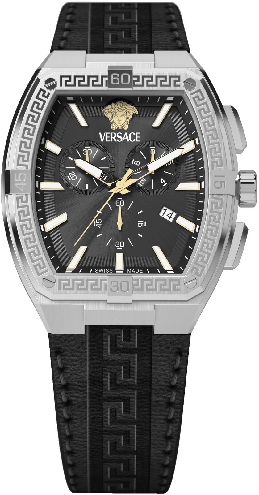Versace VESP00124 Sporty Tonneau Greca Chrono black silver Silicone Men's Watch