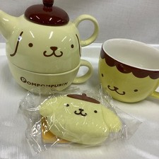 Pompompurin 3-Item Set Tea Cup Mug Silicone Mini Pouch Sanrio Used