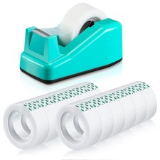 Tape Dispenser Desk with 12 Rolls Transparent Cute Small Tape Dispenser Packi