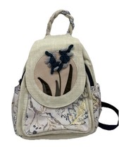 Bohemian Women s Cotton Woven Small Canvas Floral Print Boho Backpack Purse.