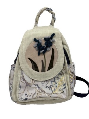Women Cotton Woven Bohemian Small Canvas Floral Print Boho Backpack Purse.