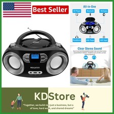 Portable CD Boombox with Bluetooth, FM Radio  USB  Crisp Stereo Sound - Black