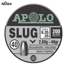 Apolo Slug .25 cal/6.35mm 40 gr Pellets (Tin/200)
