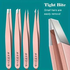 4 Stainless Steel Tweezers for Hair Removal, ...