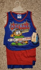Vintage PCA Apparel Garfield Baseball Fastball 4T Toddler 2 Pc Jersey Set