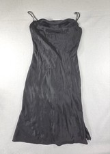Y2K Victoria s Secret SILK Black Drape Gown Open Back Maxi Slip Long Dress M