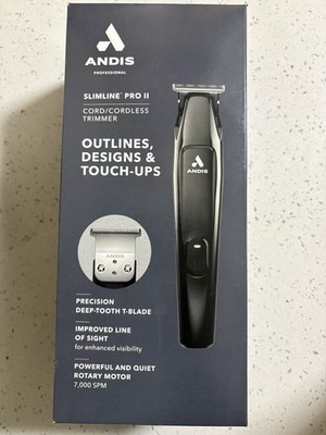 Andis Slimline Pro II Cord/Cordless Rechargeable Trimmer USB-C Stand T-Blade