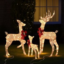 6ft Gold Deer Family Set of 3 with LED Lights Indoor Outdoor Christmas Display