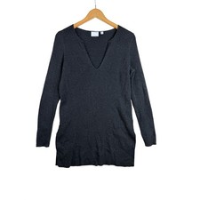Anthropologie Ett:wa Amrita Charcoal Ribbed Knit V-neck Dress size Medium Grey