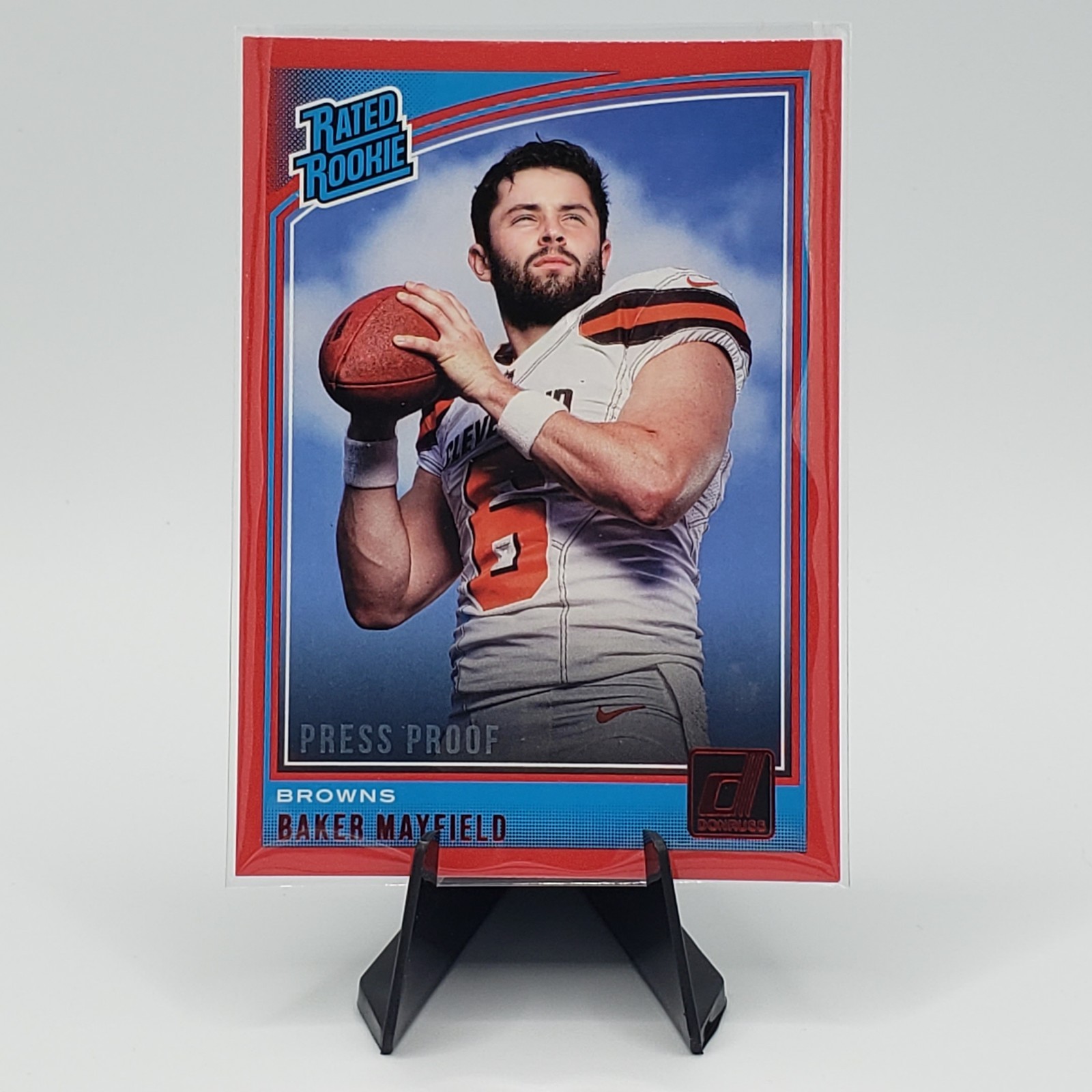 2018 Baker Mayfield Panini Donruss Rated Rookie RC Press Proof Red #303