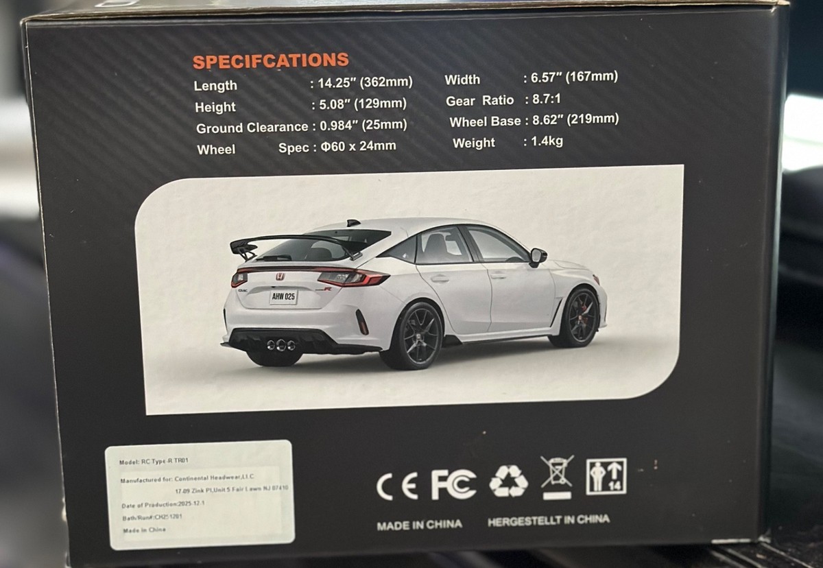 2026 Honda Civic Type-R 1:12 scale RC Car Rare Official Honda