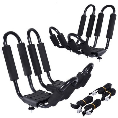 Costway 2 Pair Canoe Boat Kayak Roof Rack Car SUV Truck Top Carrier J Cross Bar
