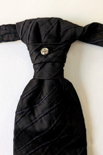 Black ROCKY MOLES Pre Tied Ascot Cravat Plastron Wedding Tie Italy