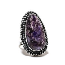 Ring Russian Charoite Gemstone Handmade 925 Sterling Silver Jewelry Size 9 t366