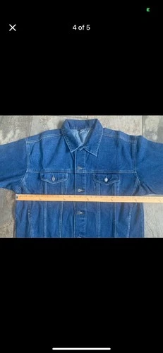 Men's Blue Denim Trucker Jacket 100% Cotton Button Front Pockets XL 44" image 4