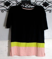 Cuddl Duds Women's Knit Top Size PM Short Sleeve Multicolored Round Neck Winter