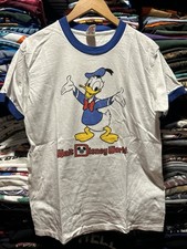 Vintage 80s Disney Donald Duck T Shirt Size Large Ringer Walt Disney World