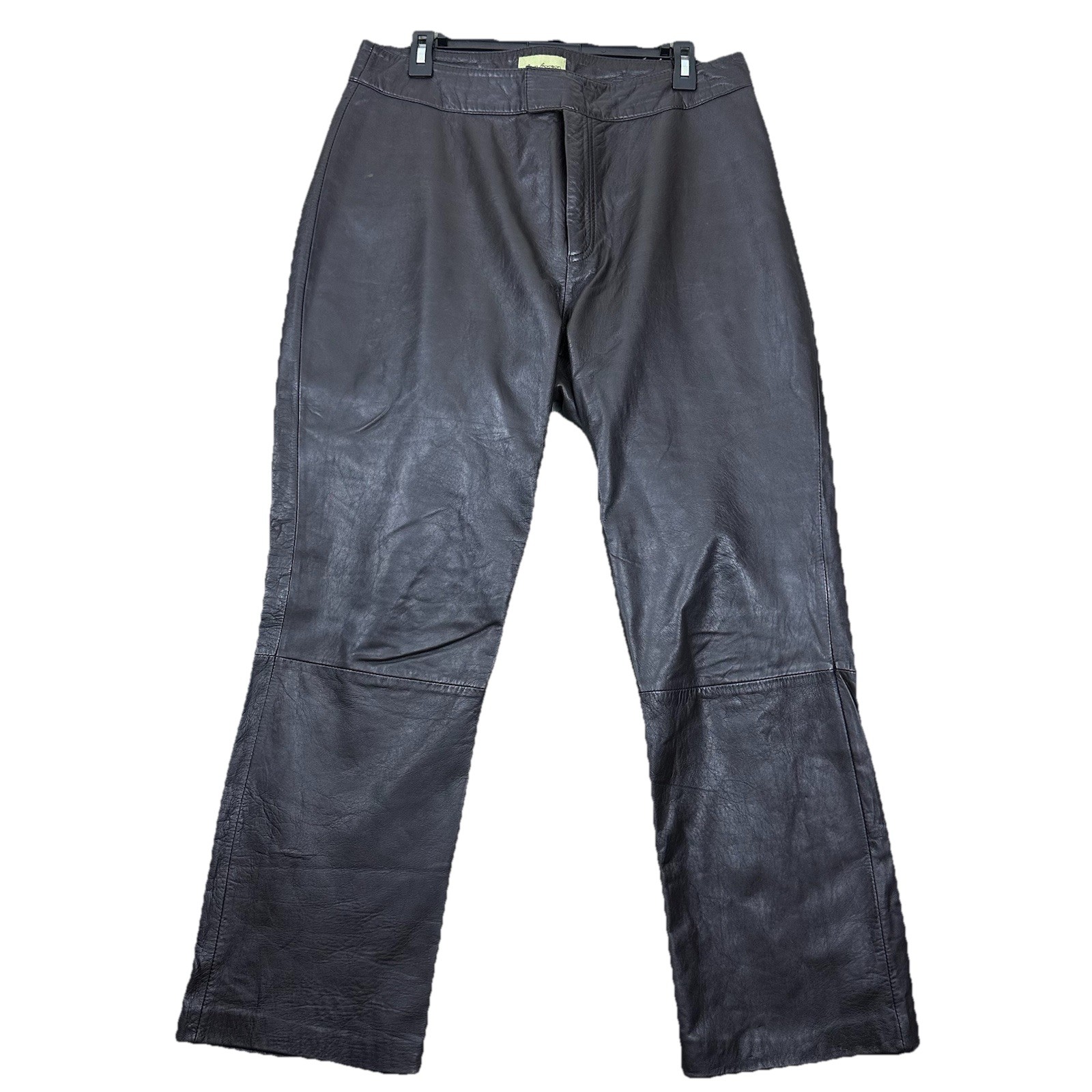 Vintage Rem Garson Womens Genuine Leather Pants Brown Size 14 Straight Leg Retro