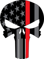 Thin Red Line Punisher Decal Sticker | Decal | Made in USA | Firefighter