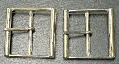 TWO SIMPLE VINTAGE SILVER TONE METAL BELT BUCKLES N568