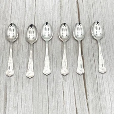 International Silver Co.  6 Teaspoons Kings Plume Shell Pattern "E" Monogram