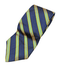 Brooks Brothers Silk Repp Tie Navy Yellow Gold USA Ivy Trad VTG