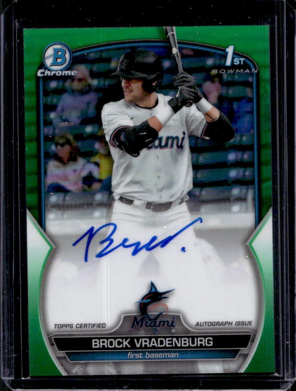 2023 Bowman Draft Brock Vradenburg Chrome Auto Green Refractor 1st #/99 Marlins
