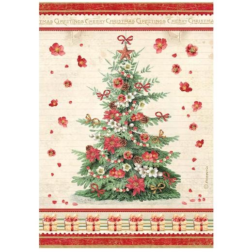 Stamperia A4 Rice Paper - Classic Christmas Tree DFSA41131