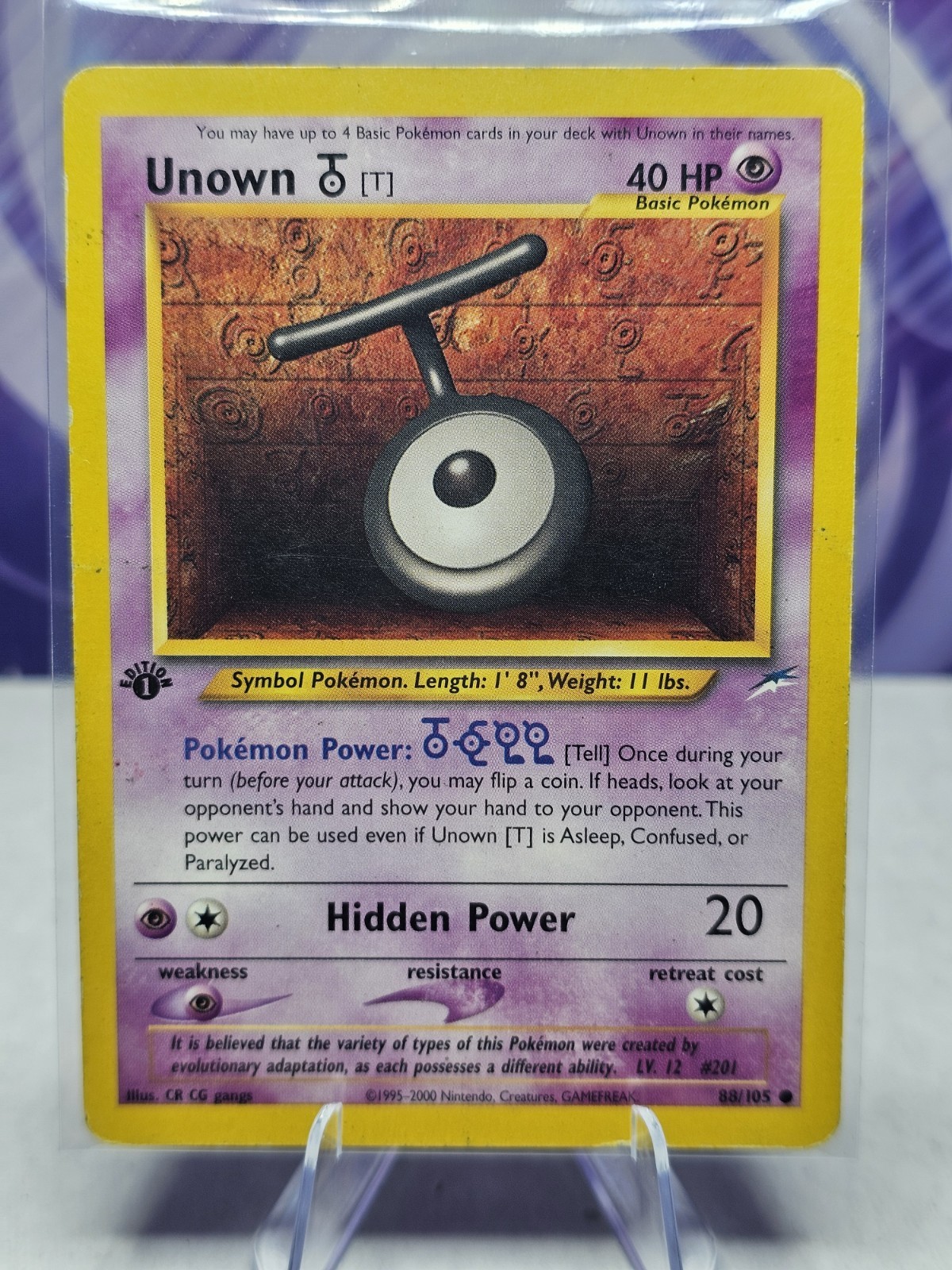 Unown [T] 88/105 1st Edition Neo Destiny Pokemon card HP