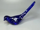 Fenton Glass Cobalt Blue Long Tail Bird of Happiness Figurine Hand Painted