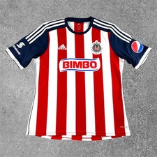 SIGNED Adidas Chivas Guadalajara Soccer Jersey Mens Large Red White Bimbo 2013