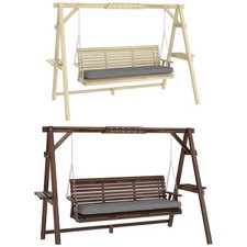 Outsunny 3 Seat Porch Swing with Stand, Outdoor Bench for Garden