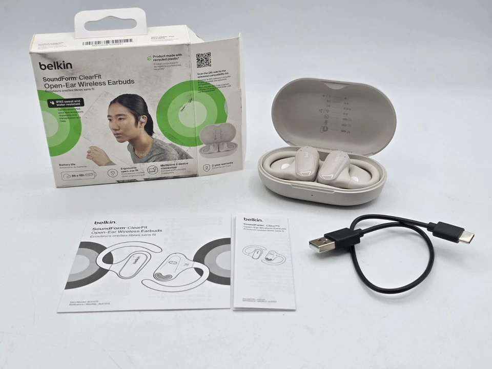 Belkin SoundForm AUC013btSA Clearfit Open Ear - Sand - Bluetooth Ear Buds - Image 2 of 4