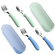 WXCWYQR Toddler Utensils, Toddler Forks and Spoons, Baby Stainless Steel Silverw