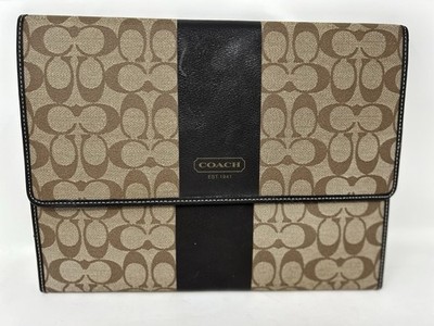 Coach professional folio three section signature fabric and leather