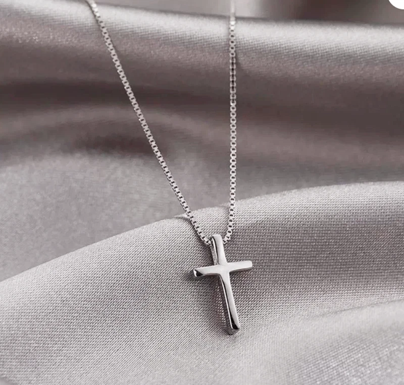 Solid 925 Sterling Silver Plain Cross Pendant - 28.5mm X 15mm, Simple Crucifix Design