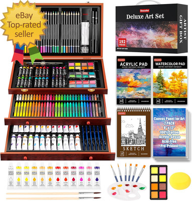 Art Supplies 192-Pack Deluxe Art Set Drawing Painting Supplies Kit with Acrylic