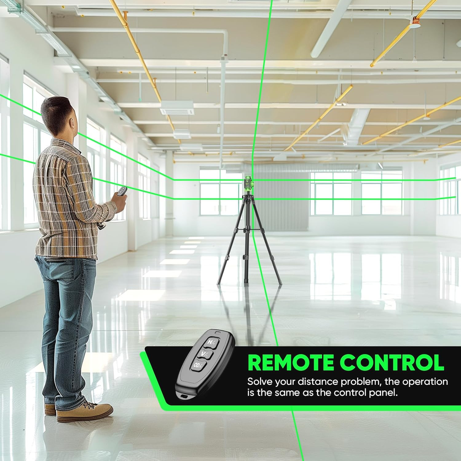 Laser Level 360 Self Leveling with Tripod, Elikliv 4D Laser Level, 165Ft Green L