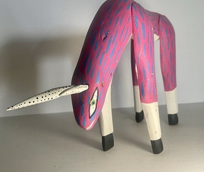 VINTAGE! OAXACAN ALEBRIJE MANUEL JIMENEZ RAMIREZ 1980 S-CARVED WOOD ANIMAL
