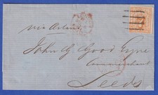 Escudo de armas de Hamburgo / número 7 Sch Mi.-Nr. 6 como EF en carta a Leeds (GB) 1861