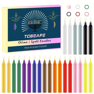 Tobeape 24 Pack Assorted Color Spell 4 inch Taper Candle-24pcs, Multicolor 