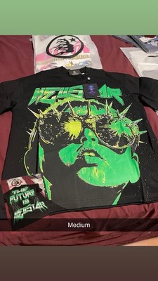Hellstar Men's Black/Green Graphic Print Crew Neck Short Sleeve T-Shirt Size M