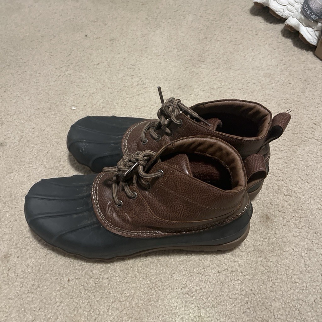 Sperry Mens Duck Boots Waterproof Leather Rain Outdoor Hiking Brown Size 10